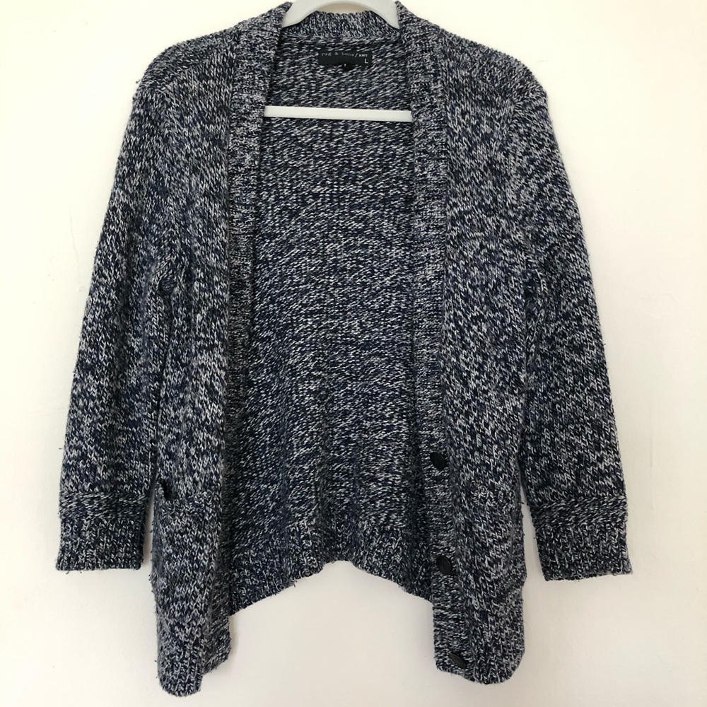 Rag & Bone Navy/White Button Up Cardigan, sz L